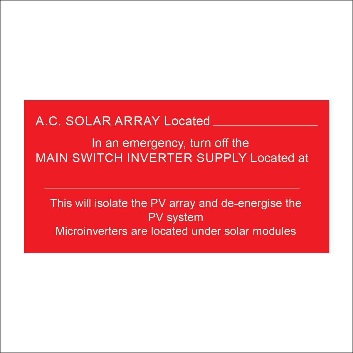 A.C. Solar Array Located (microinverter)