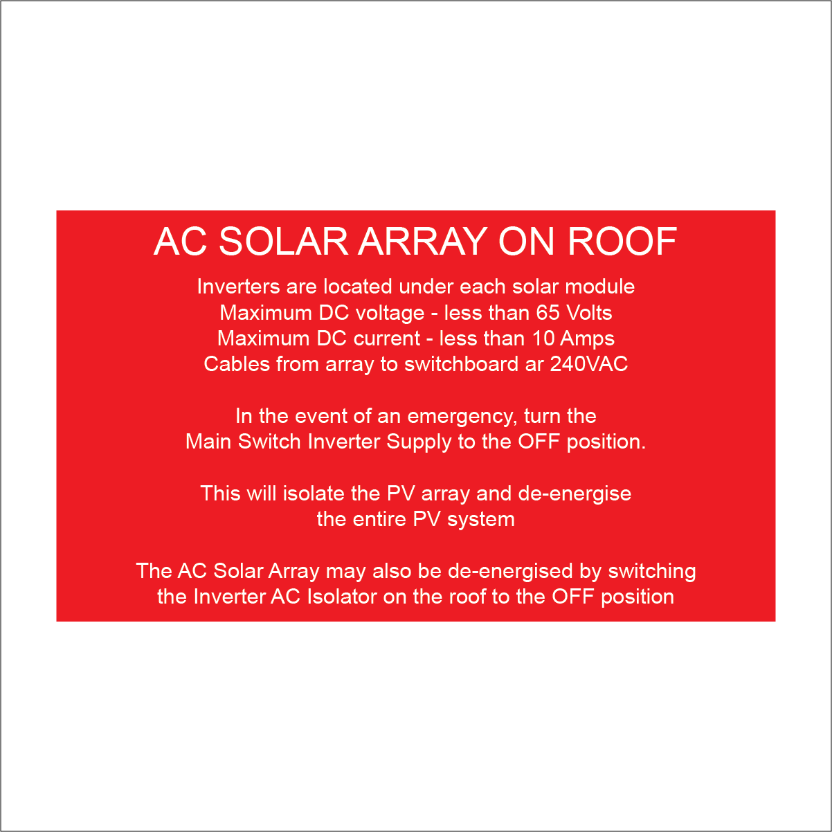 AC Solar Array on Roof