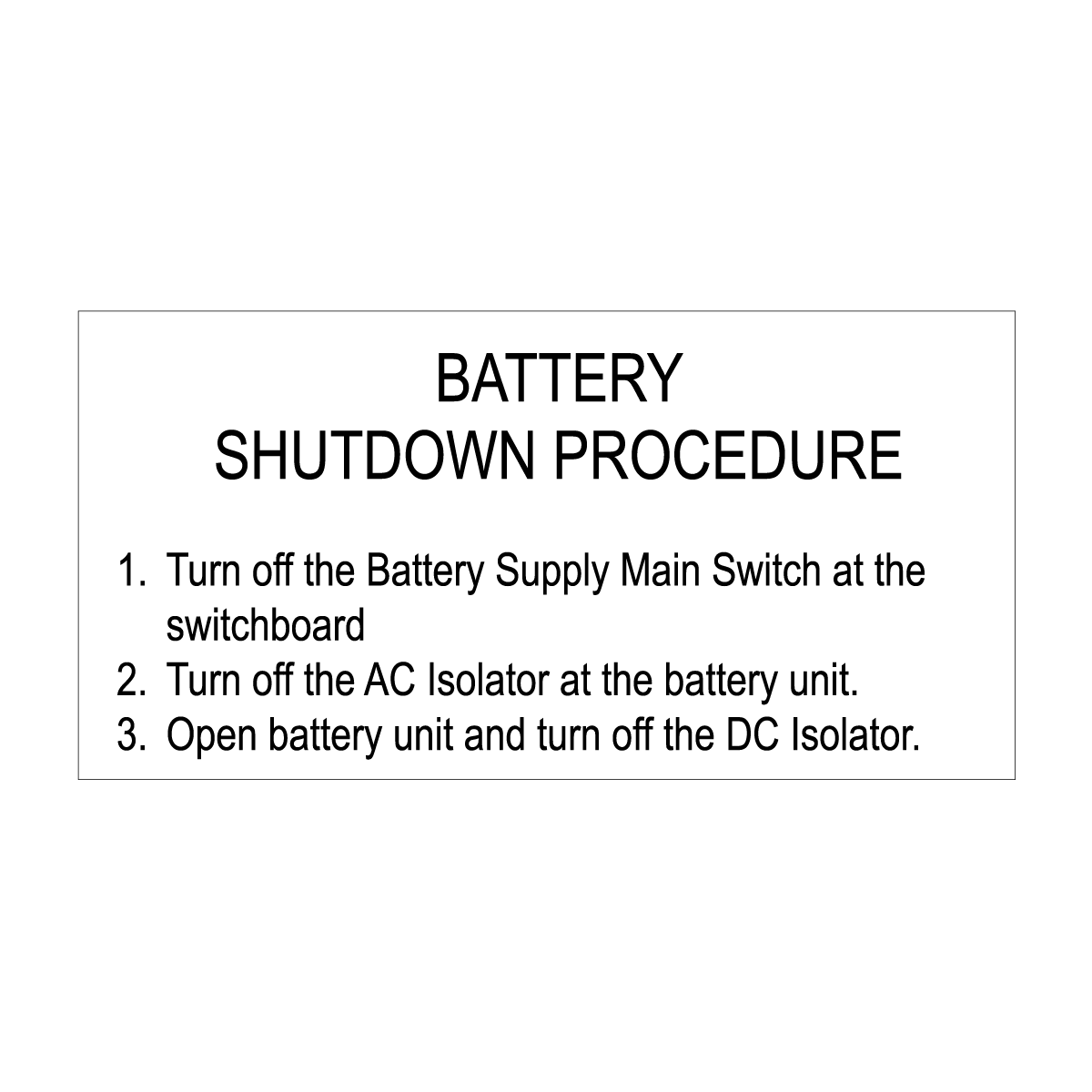 Battery Shutdown Procedure (3 process points)