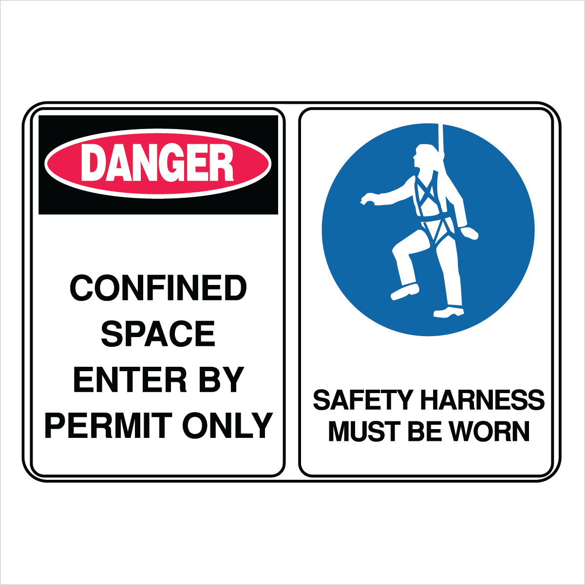 Multi Message - Confined Space Saftey Harness Sign