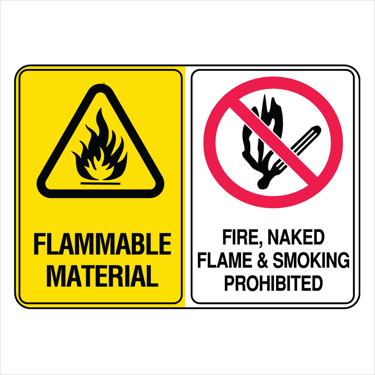 Multi Message - Flammable Material Fire Prohibited Sign