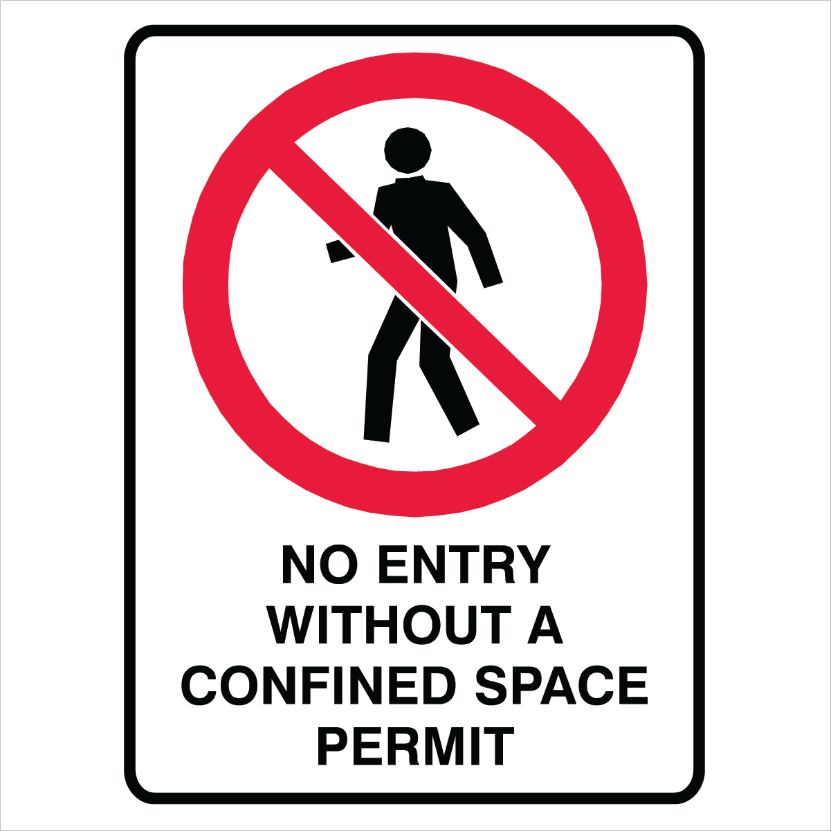 Prohibition - No Entry Without Confined Space Sign