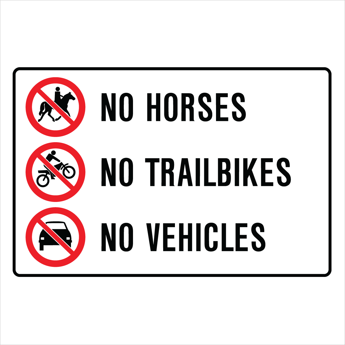 Public Area - No Horses Sign